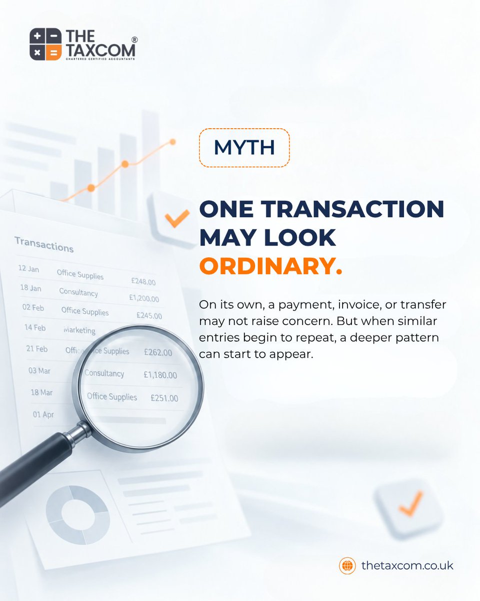 TheTaxCom's tweet photo. Fraud doesn’t always look suspicious. 🔍
One transaction may look completely ordinary.
But when similar entries begin to repeat, the pattern can tell a different story.
Don’t jump to conclusions and don’t ignore the numbers.
#ForensicAccounting #TheTaxcom https://t.co/kZTvVEFvXu