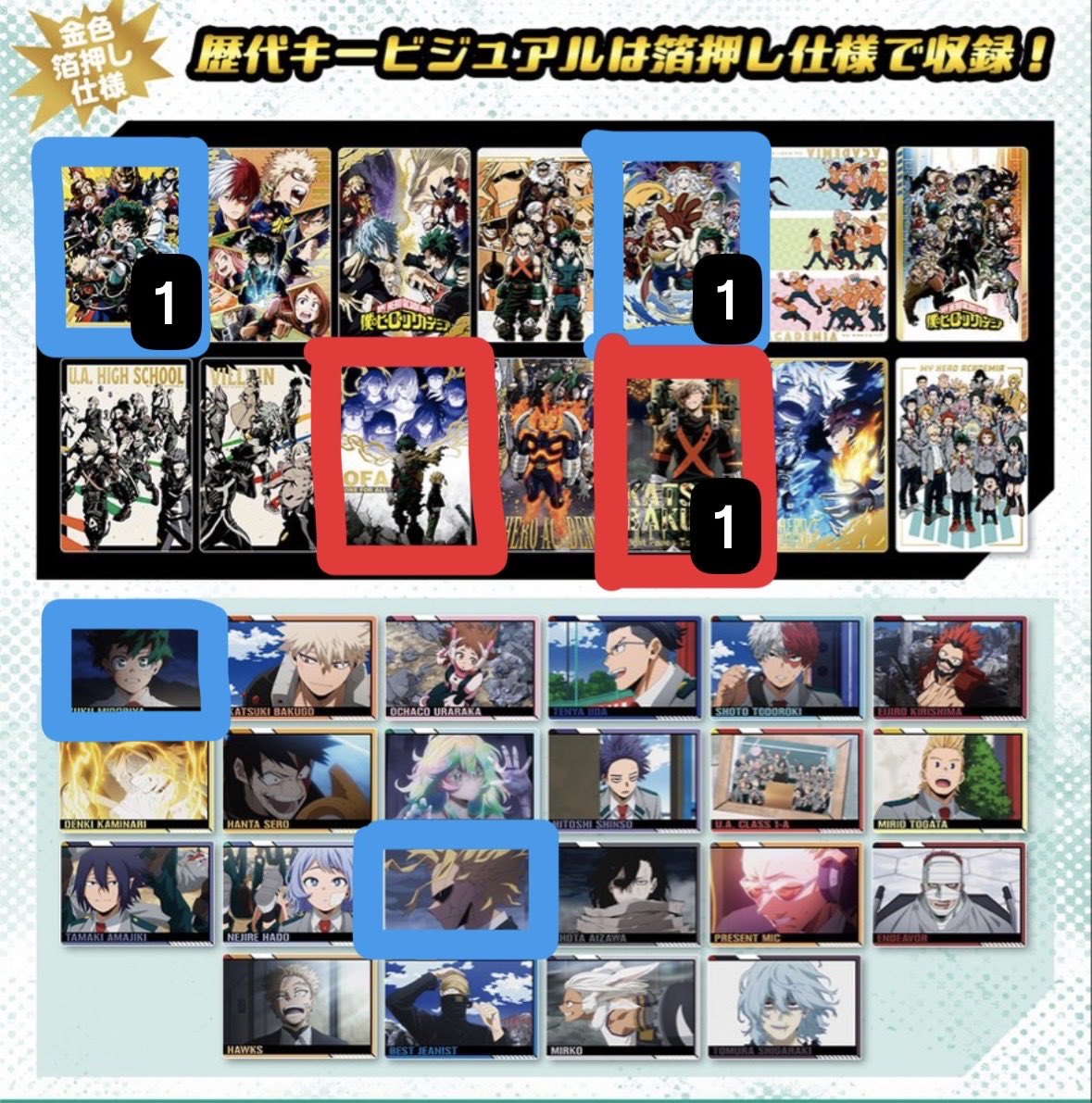 shell4062's tweet photo. 【交換】 ヒロアカ カードソフトクッキー カード 

譲) 画像1〜3参照

求) 画像4 赤枠＞青枠

※画像3はVRとの交換のみ
※VR含む方、まとめての方優先

郵送でのお取引
よろしくお願いいたします https://t.co/xlpKYP9EDj
