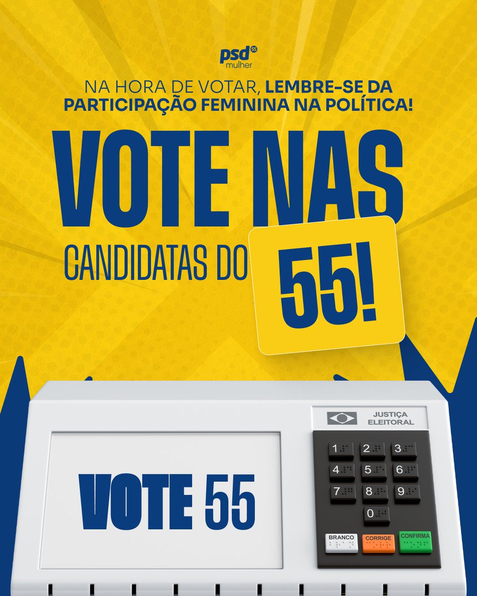 PSDMulher55's tweet photo. 2026 é ano de conhecer quem quer representar você!

✅ Lembre-se: o PSD é o partido de número 55, conforme registro do Tribunal Superior Eleitoral!

PSD Mulher | 55
Fonte: Tribunal Superior Eleitoral. https://t.co/hSSF7gRs6d