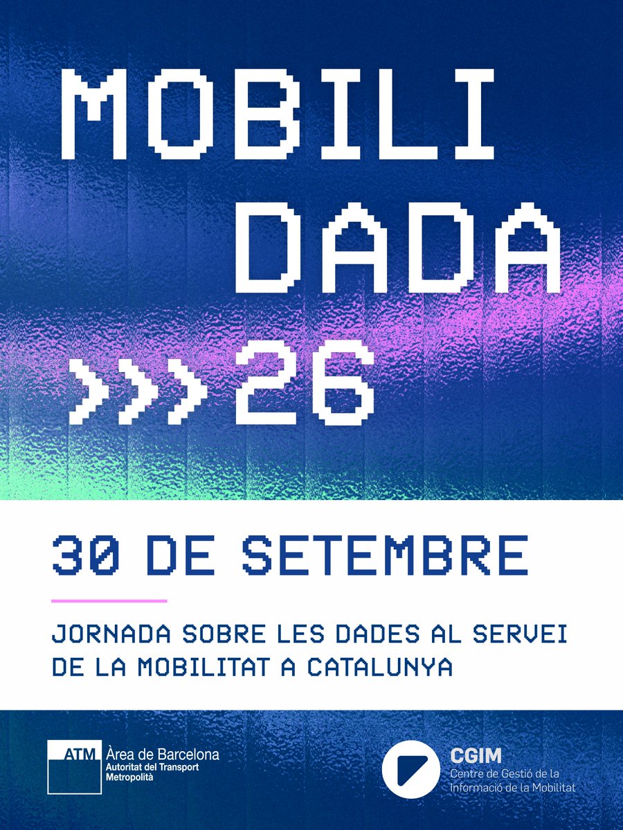 ATMbcn's tweet photo. 📊 Últims dies per inscriure’s a la #Mobilidada2026!

El 30 de setembre tornem amb una jornada de dades i mobilitat en formats dinàmics, participatius i pensats per compartir coneixement.

Si encara no t'hi has inscrit 👉🏽 https://t.co/6JWqPyWobC https://t.co/hwJqKCWp8z