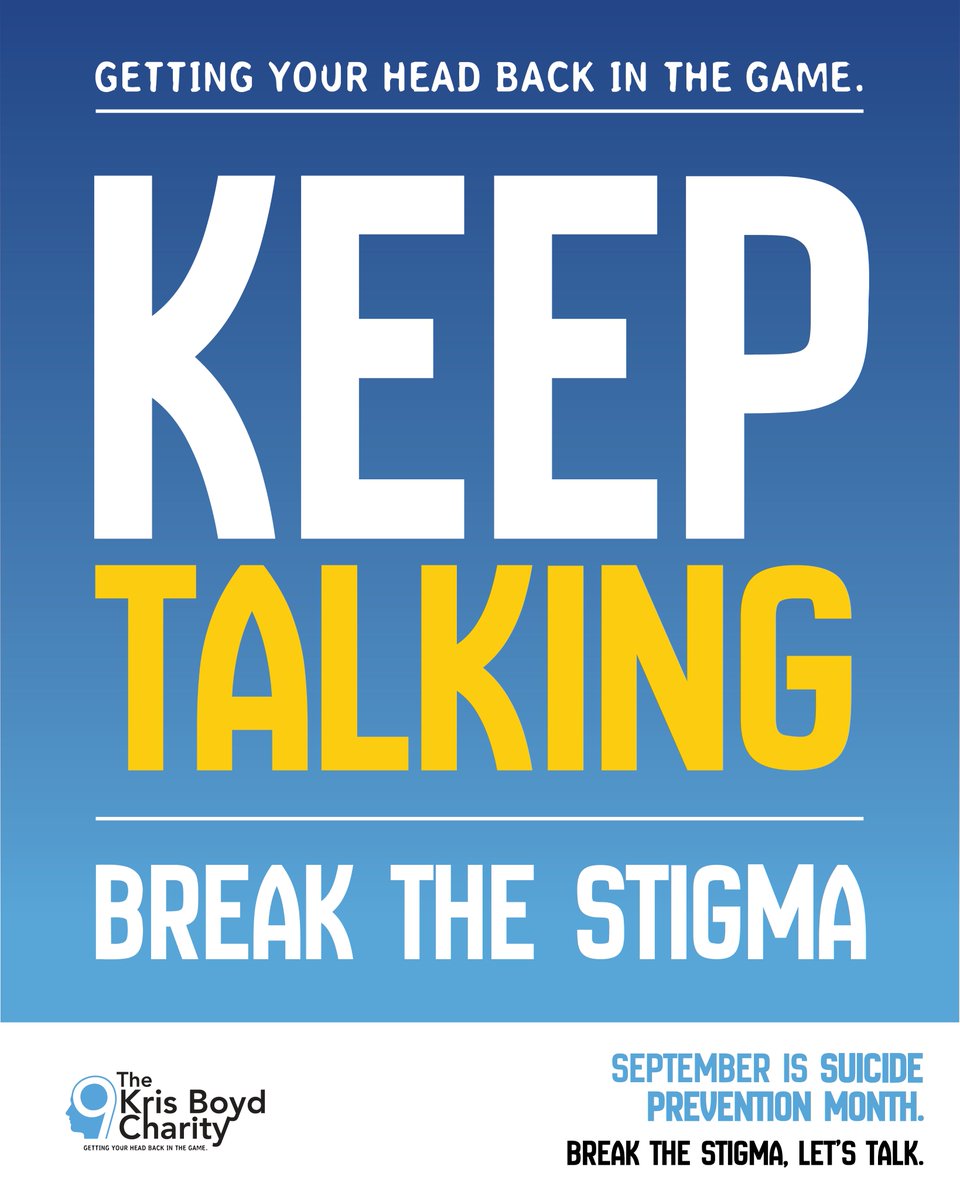 krisboydcharity's tweet photo. September is Suicide Prevention Month.

World Suicide Prevention Day may have passed, but the conversation shouldn't stop.

Let's make it easier to talk, ask for help and look out for each other. https://t.co/ztgmy1SQHz