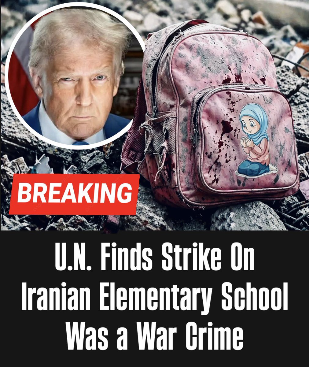 ReichWingWatch's tweet photo. 🚨The United Nations just confirmed what the Trump administration has spent months denying. A UN fact-finding mission found reasonable grounds to believe the United States committed war crimes in Iran, specifically the killing of at least 150 people, including roughly 120 children, in a Tomahawk missile strike on the Minab elementary school.

This was not a stray missile. The UN investigators concluded the school itself was the intended target, not collateral damage from the nearby IRGC facility 72 meters away. The Pentagon has tried to blame outdated intelligence data. The UN is not buying it.

A second strike, on a sports complex in Lamerd, used an untested ballistic missile that scattered roughly 180,000 tungsten pellets across a populated civilian area. Investigators called it reckless and indiscriminate, a direct violation of the principle of distinction under international law.

The report has been submitted to the UN Human Rights Council in Geneva, and no individuals have been charged. But “reasonable grounds” is the same threshold UN bodies use before referring matters for serious international scrutiny.

150 dead. 120 of them children. And the Trump regime’s response has been deflection, not accountability.