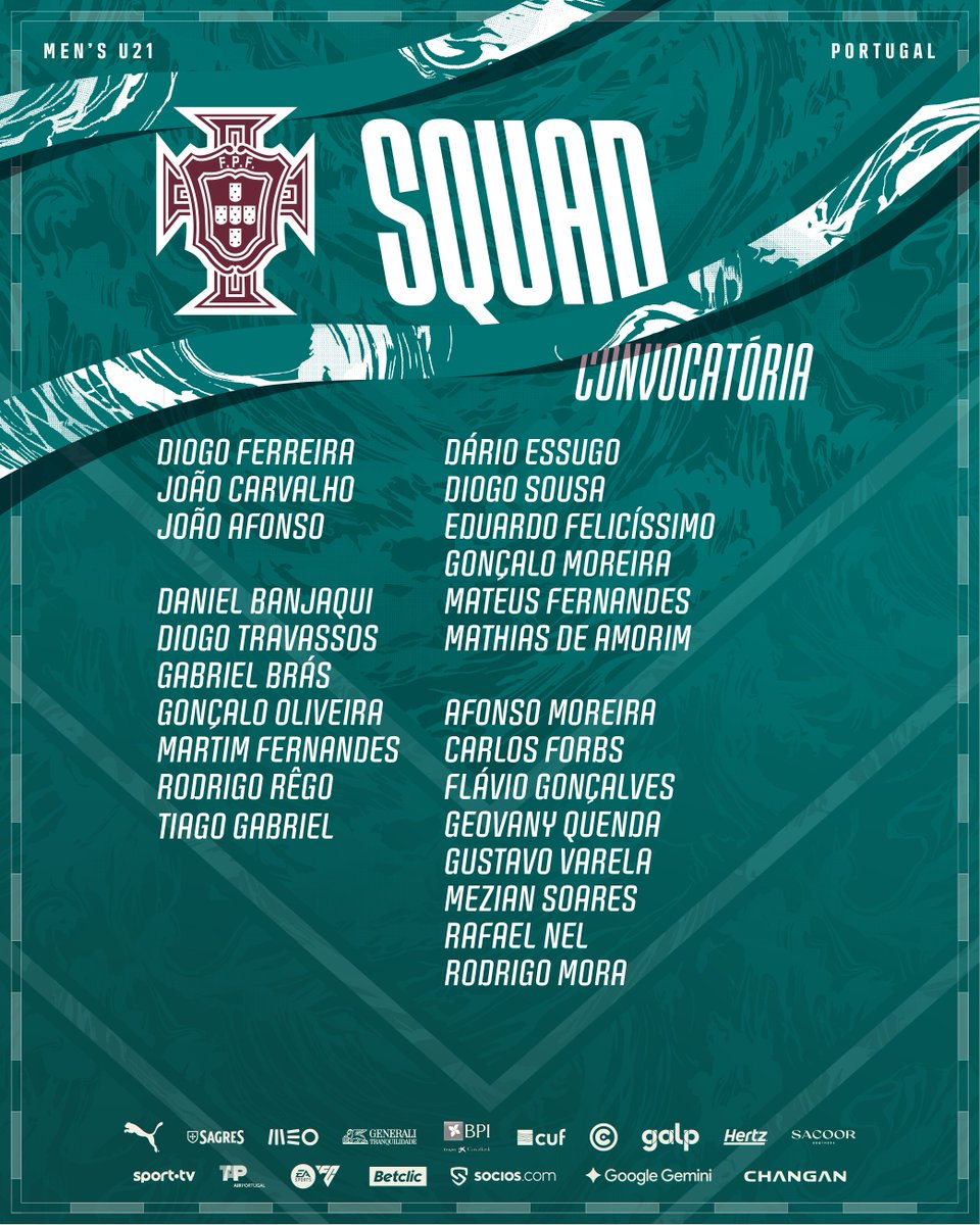 selecaoportugal's tweet photo. 𝗢𝗯𝗷𝗲𝘁𝗶𝘃𝗼: Selar a Qualificação para o Europeu Sub-21 de 2027 🔏

🔗 𝗦𝗔𝗕𝗘 𝗠𝗔𝗜𝗦 👉 https://t.co/ZFflgxbRPq

#U21EURO | @UEFAMensYouth https://t.co/e9lqod2rGn