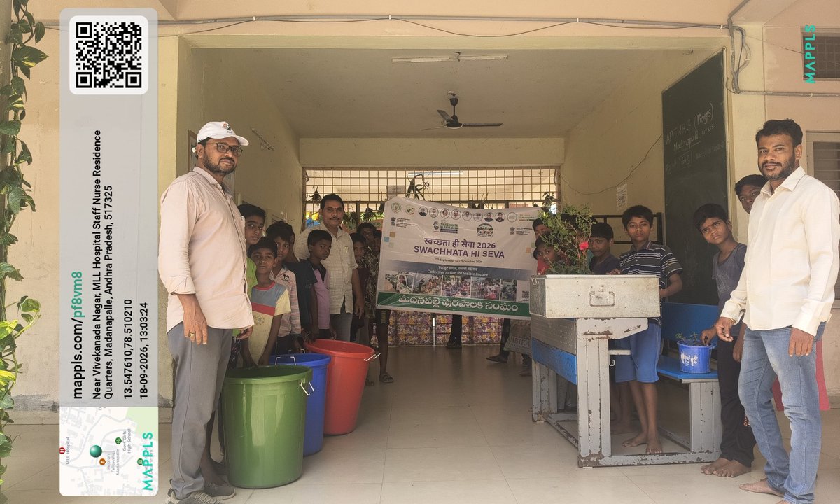 commissionermpl's tweet photo. As part of Swachhata Hi Seva (SHS) 2026, school students in Madanapalle actively participated in Essay Writing and Drawing Competitions on the SWM Rules, 2026, turning awareness into creativity and action.
#SwachhataHiSeva2026 #SwachhBharat #CleanAndGreen #CleanIndia #SwachhAP https://t.co/7thzAp29z4