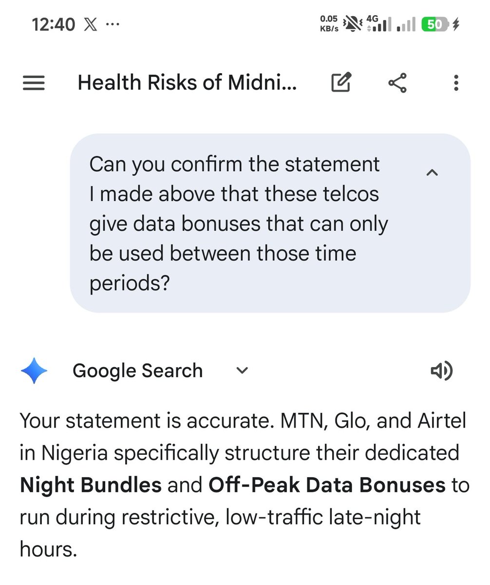 hakmax's tweet photo. @MTNNG , @GloWorld , @AirtelNigeria, all the data bonuses you give us, can't you move the time a little bit forward?

If you're giving us data bonuses that can only be used from 12am to 5 am, are you keeping us healthier by keeping us awake to be able to use the data bonuses? https://t.co/7m3YfZyTGV