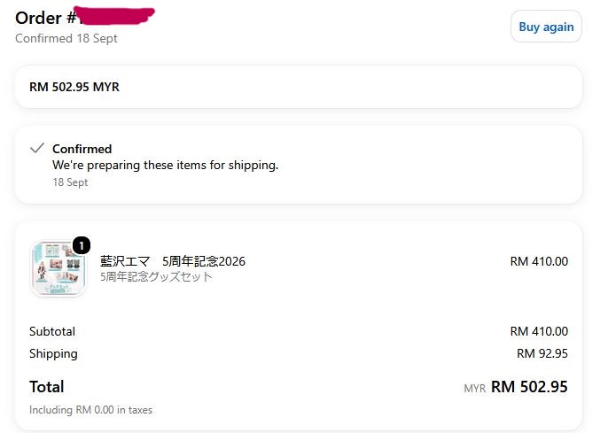Lustria__'s tweet photo. first order from the vspo store since it opened for international shipping(.◜◡◝) hope it arrives safely!

#藍沢エマ5周年 https://t.co/9kmD7lazGd