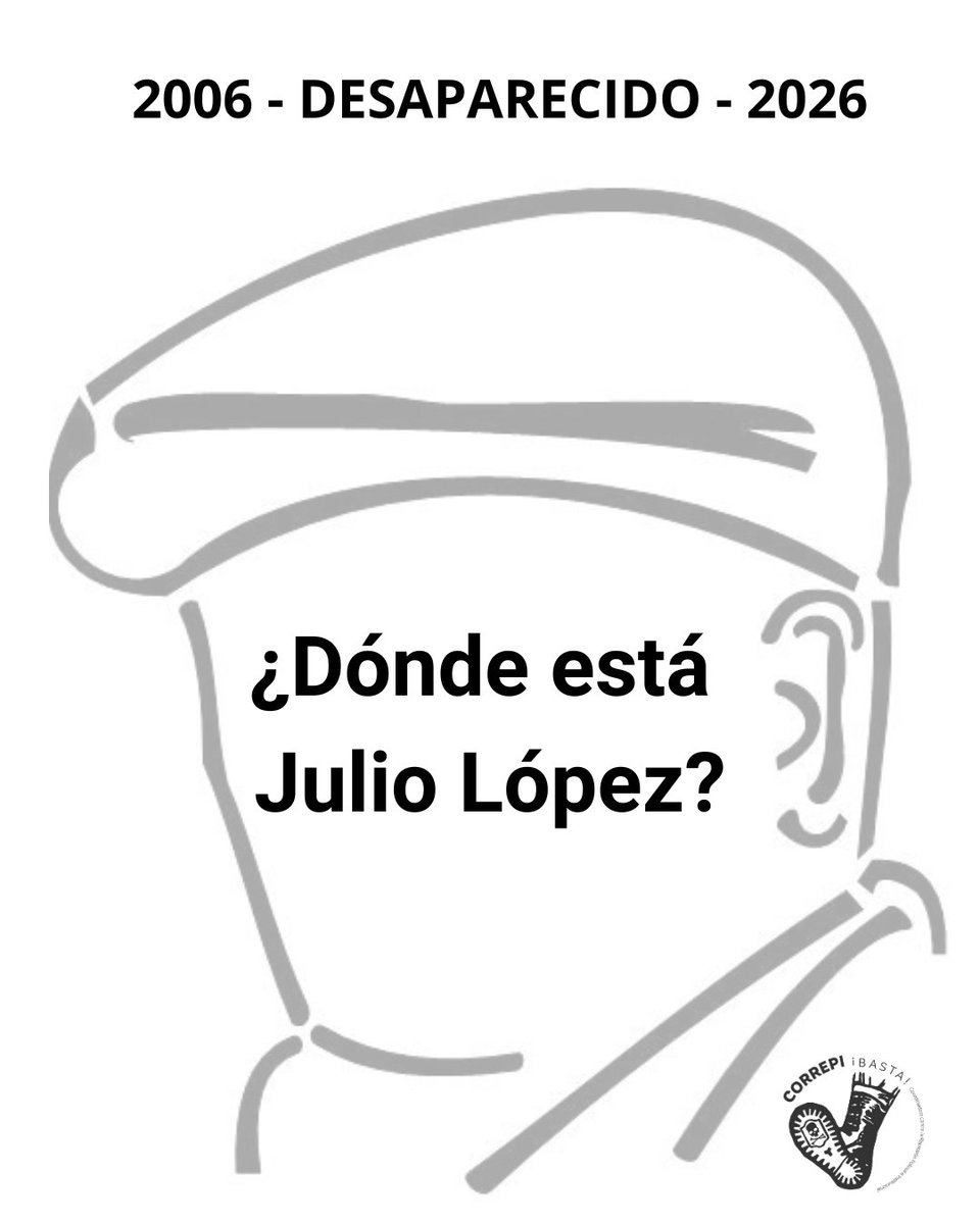 CORREPI's tweet photo. A 20 años de la segunda desaparición de Jorge Julio López seguimos exigiendo saber dónde está y qué sucedió.
Julio era testigo y querellante en el juicio en el que fue condenado el represor Etchecolatz por crímenes de lesa humanidad y genocidio. https://t.co/YiNXZNoSKu