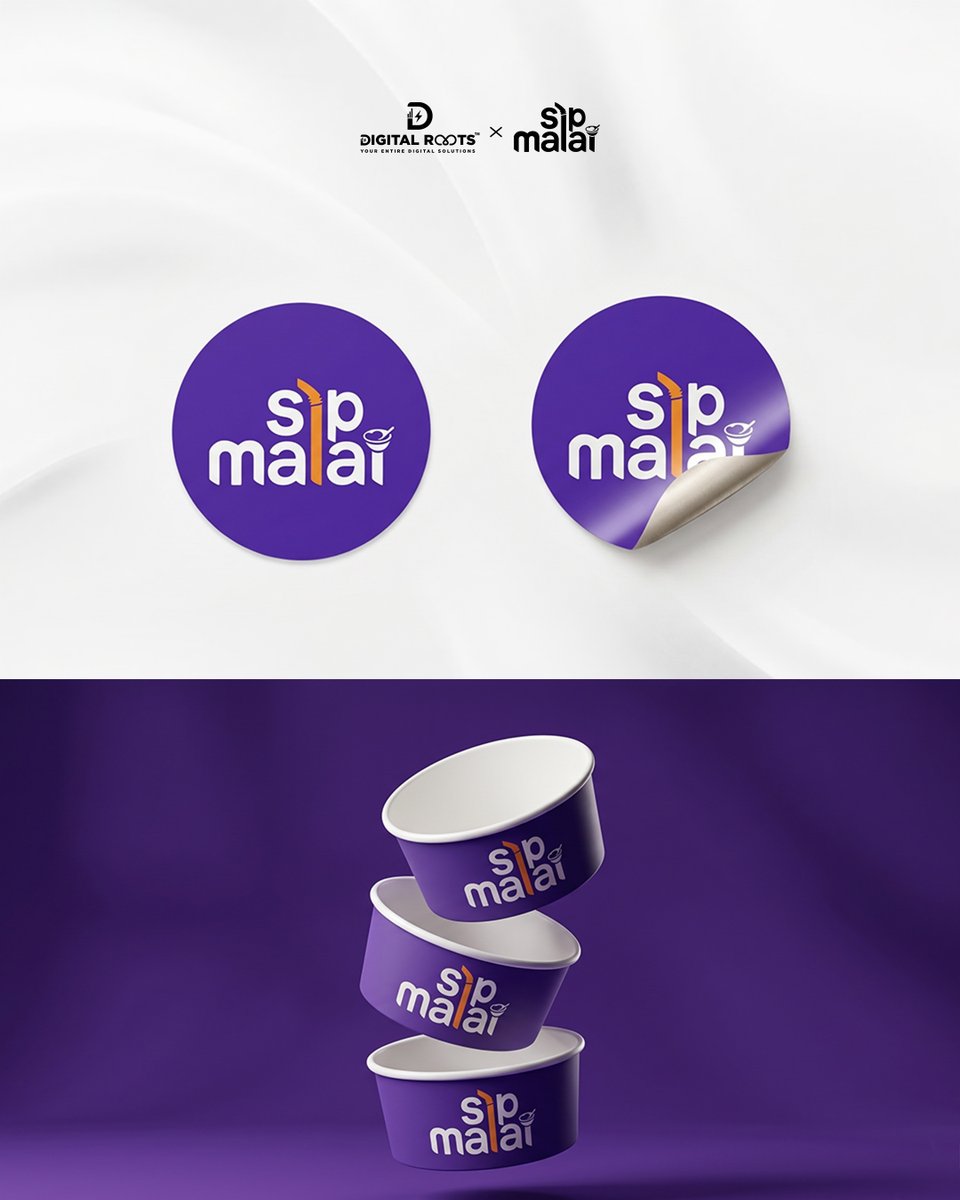 digitalrootss's tweet photo. Check out our complete brand identity for Sip Malai.   From a clever logo blending a straw &amp; bowl to vibrant packaging and a full kiosk mockup, we built this visual experience to stand out. 

#BrandIdentity #LogoDesign #DigitalRoots https://t.co/CVN02Dutq8