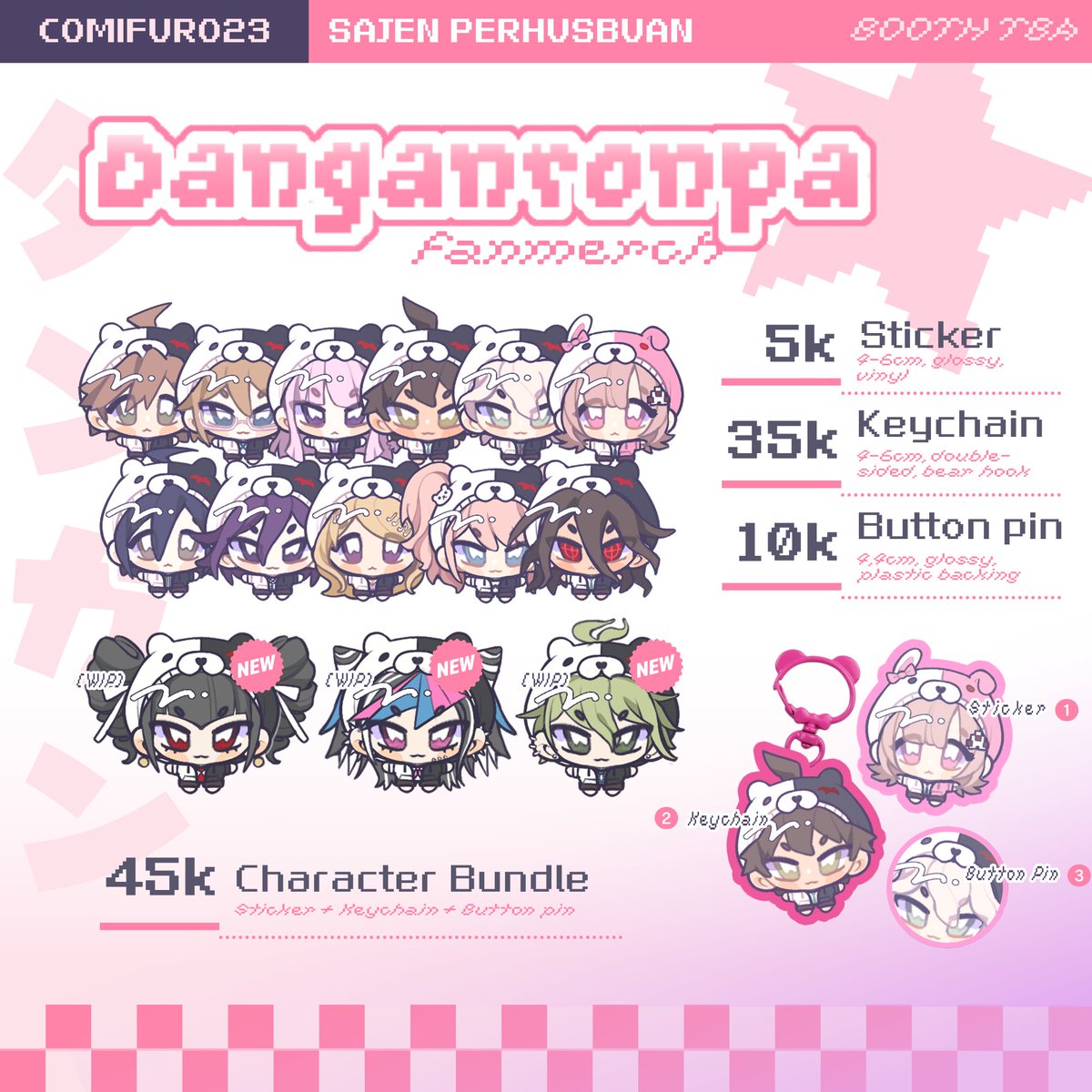 erieririin's tweet photo. 𝐄𝐑𝐈𝐍'𝐒 #CF23 𝐁𝐀𝐓𝐂𝐇 2 𝐏𝐎 𝐂𝐀𝐓𝐀𝐋𝐎𝐆
❪ ♡/⟳ are appreciated .ᐟ.ᐟ ❫

🗓️ 18ᵗʰ - 23ʳᵈ Sept

❥ PICK UP @ BOTH DAYS
❥ MAIL ORDER AVAILABLE
❥ BOOTH "SAJEN PERHUSBUAN"

🔗 https://t.co/vbZrJ3fydr

HSR ✿ DANGANRONPA

#CF23Catalogue #Comifuro23 https://t.co/OWwU5reJcV