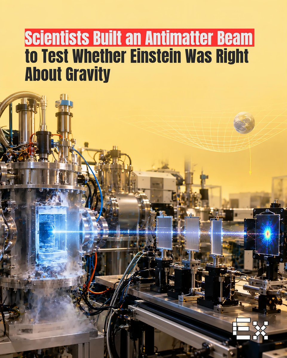 ElementiaX's tweet photo. Scientists built an antimatter beam to test Einstein’s gravity. ⚛️🌌

Physicists created a fast, narrow beam of muonium, an atom-like particle containing an antimatter antimuon. They hope to measure how it falls under gravity—testing one of Einstein’s deepest predictions. https://t.co/5KI16FU6wb
