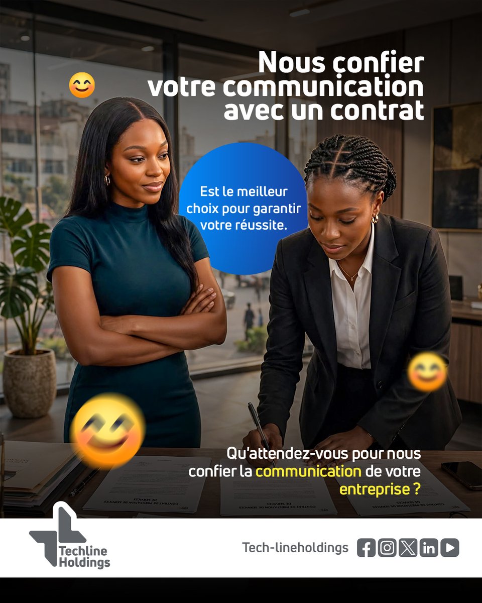 services347271's tweet photo. 📢 ET SI VOUS ARRÊTIEZ DE VOUS SOUCIER DE VOTRE COMMUNICATION ?

🤝 Confiez votre communication à Tech-Line Holdings avec un contrat, et bénéficiez d’un accompagnement structuré dans la durée.

📞 +243 974 227 653
📧 secretariat@tech-lineholdings.com

#TechLineHoldings https://t.co/iooHgWdRBs