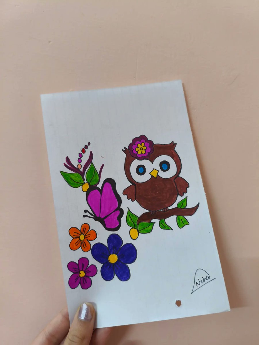 CameliaFer8rw's tweet photo. Little Owl, Big Magic! A cute artwork made with love and color. Which do you like more—the owl or the flowers? Your support helps my art grow. Like, comment, share, and follow! https://t.co/FRDesp6945