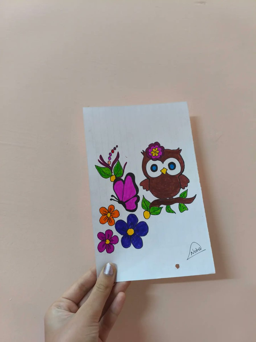 CameliaFer8rw's tweet photo. Little Owl, Big Magic! A cute artwork made with love and color. Which do you like more—the owl or the flowers? Your support helps my art grow. Like, comment, share, and follow! https://t.co/FRDesp6945