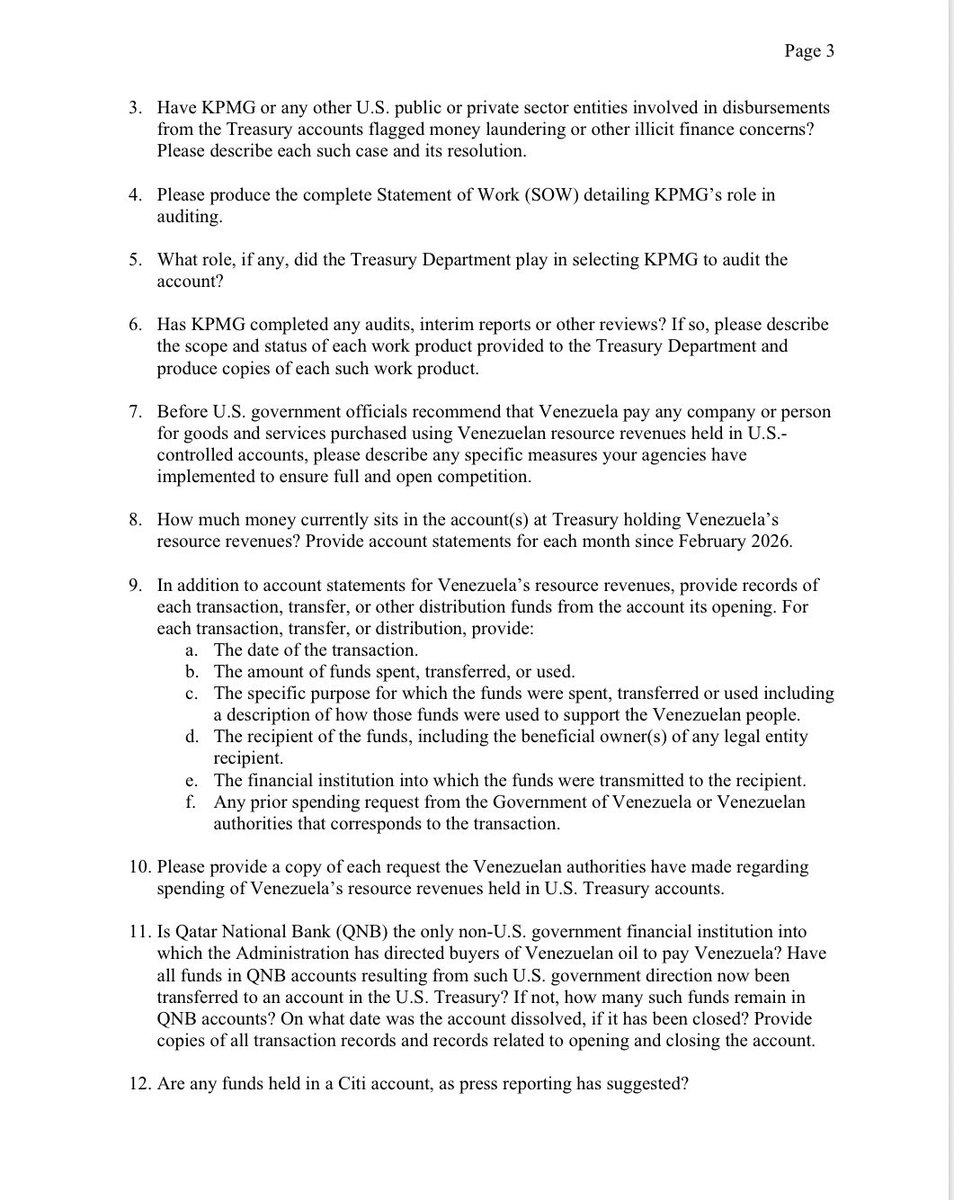 alandete's tweet photo. Importante. 🇻🇪 Los demócratas ya preparan el terreno en el Senado por si ganan las elecciones. Senadores Wyden, Warren y Whitehouse exigen a Bessent y Rubio explicaciones sobre los miles de millones del petróleo venezolano bajo control de EE.UU. Denuncian falta de transparencia, preguntan dónde está el dinero y advierten de posibles fondos manejados sin autorización del Congreso. La fiscalización del acuerdo con Venezuela ya es un tema crucial antes de las elecciones parciales.