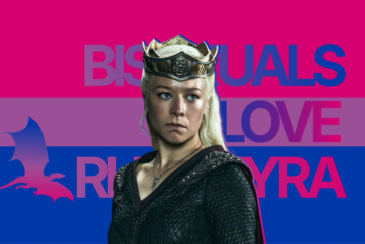 itshelenwhat's tweet photo. bisexual flag for bisexuals who love and cherish queen rhaenyra targaryen 💖 https://t.co/gqV2ooDhAB