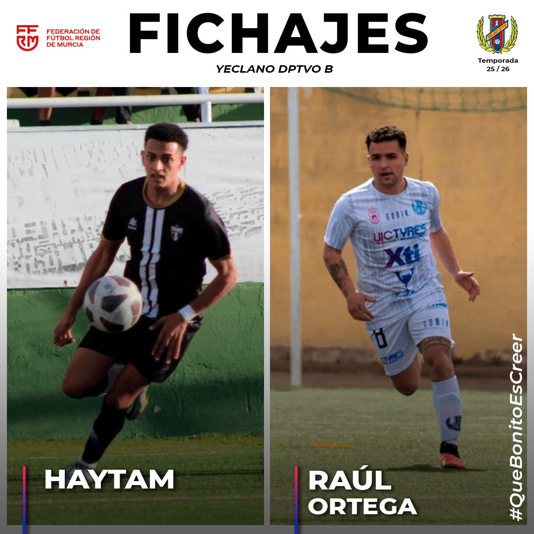 Yeclano_dptvo's tweet photo. 📣 #OFICIAL 💙❤️ #YeclanoB 🏟
👥🪄 ¡Estas dos últimas incorporaciones aportarán creación de juego al filial azulgrana! 😏⚽️
》#Haytam (05)
》@Raulortegaa10 (03)
🤜 ¡A luchar JUNTOS por el objetivo! 🤛
#SomosCantera 🏘
#GraciasAfición 🙌
#PreferenteAutonómica 📊 https://t.co/tbxADfCgQc