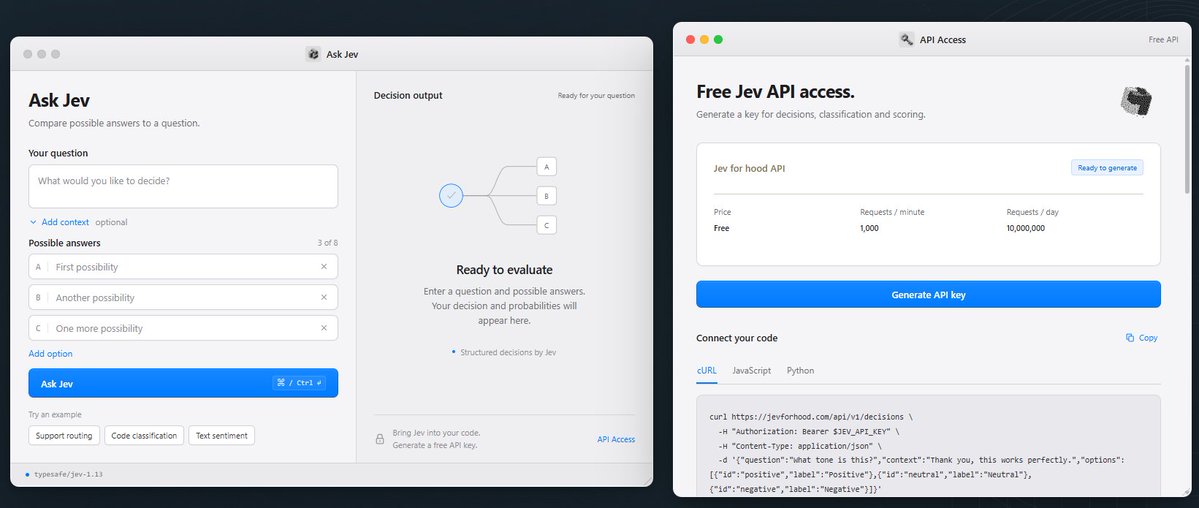 jevforhood's tweet photo. You can test jev directly on our website or get the free API key and integrate jev to your projects https://t.co/abKataLBFo