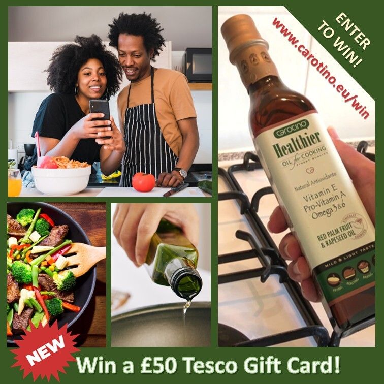 CarotinoOil's tweet photo. Have you entered our NEW #competition for the chance to #win a £50 Tesco gift card with vitamin and omega-rich Carotino Healthier Cooking Oil? Enter now to make sure you're #inittowinit https://t.co/wGxMFRaMtv #giveawayalert #Giveaway #competitiontime #prize https://t.co/4D1mG1M4Jp
