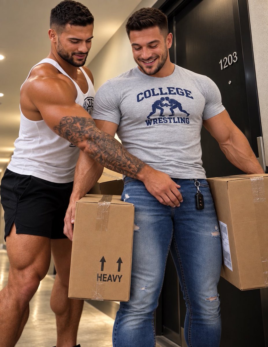 Mavericktp47's tweet photo. Part 3: Tony is looking for Jake’s keys in his pants… but it looks like he found a much bigger package instead. 😏📦
#JakeMercer #TonyHammer #ProWrestling #wrestling #IronCartelWrestling #FantasyWrestling #AIWrestling #AIHunk #AIMuscle #プロレス #イケメン #CollegeHunk https://t.co/k8lehRYdBc
