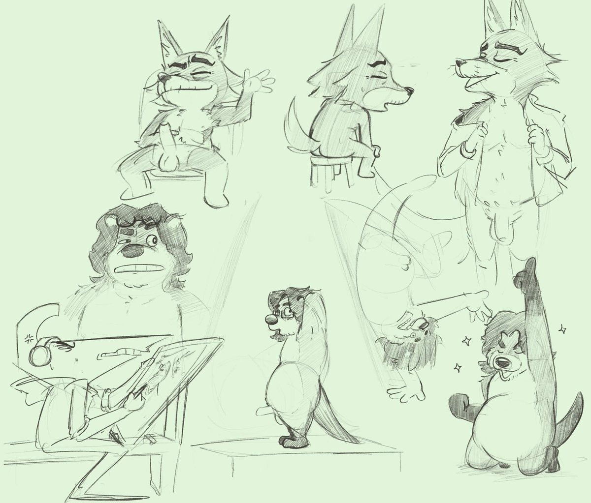 AnvilWithoutAn's tweet photo. (Reposting) Random doodles of @otterbucks.bsky.social otter dude and a requested Dobie from Animal Crossing https://t.co/t9fj93pnvv
