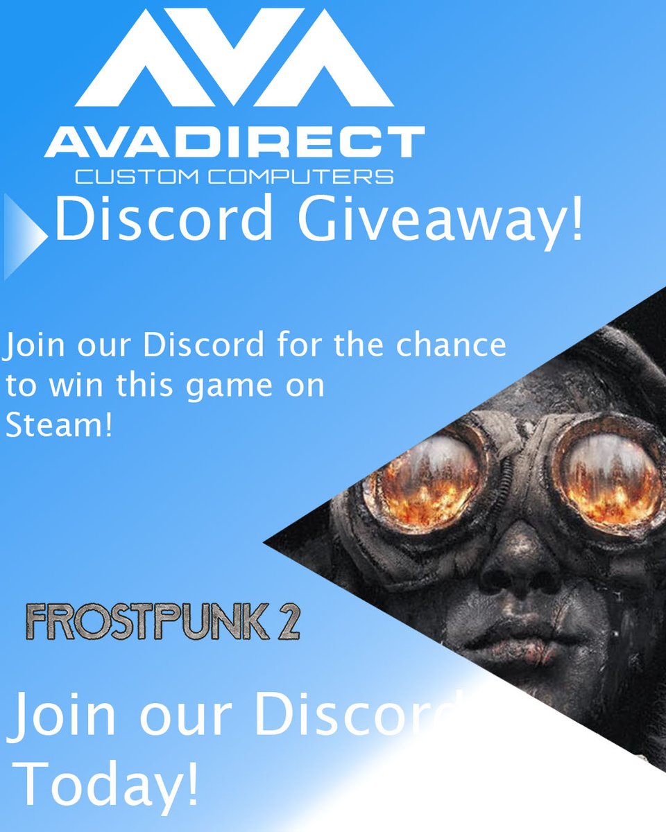 AVADirect's tweet photo. Check Out our Discord for a chance to win FrostPunk 2! Details in our Giveaway Channel.

#PCBuilder #CustomPC #FrostPunk2 #Giveaway #DiscordGiveway https://t.co/I3KxCZ6qYt