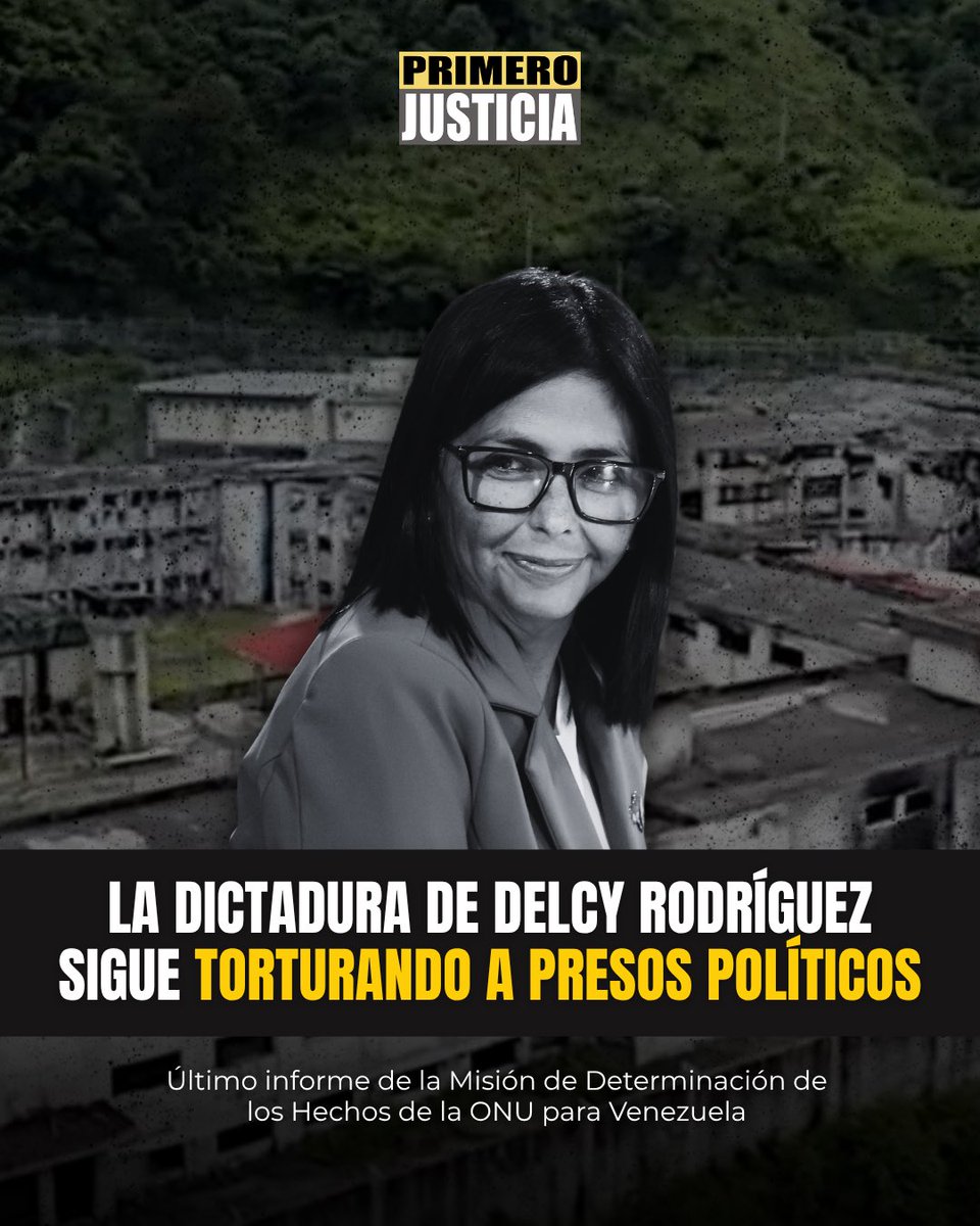 Pr1meroJusticia's tweet photo. El último informe de la Misión de Determinación de Hechos de la ONU dictaminó que las torturas a los presos políticos no han cesado y las estructuras represivas no han sido desmanteladas, incluso después de los terremotos del 24 de junio. 

Golpes con objetos metálicos, descargas eléctricas incluidas en los genitales, asfixia con bolsas plásticas, suspensión de las manos o los pies durante períodos prolongados, y confinamiento prolongado en aislamiento siguen siendo patrones en los centros de detención.

Exigimos la liberación inmediata e incondicional de todos los presos políticos, civiles y militares.

Basta de persecución y crueldad, Venezuela entera exige justicia.
