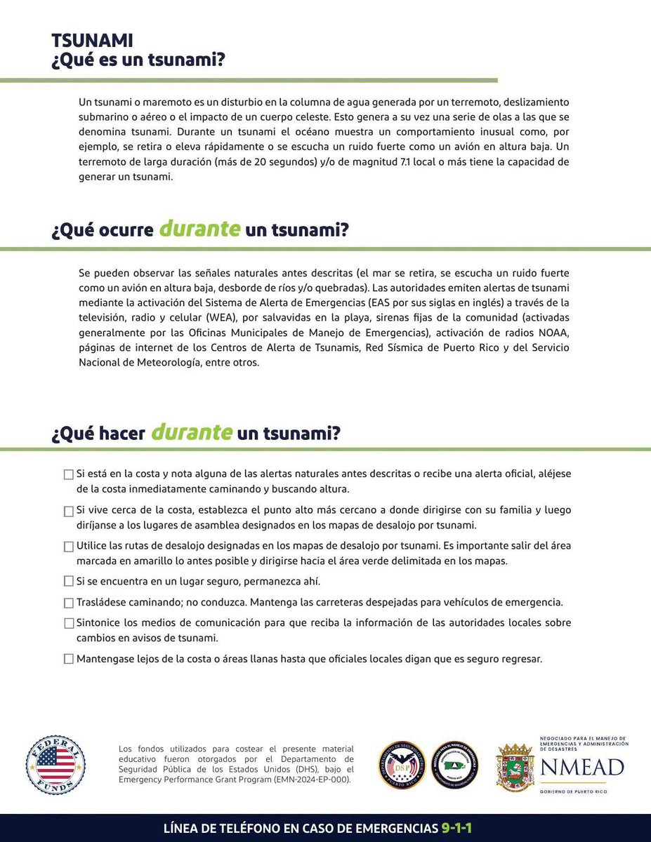 NMEADpr's tweet photo. Anticipa. Prepara. Responde. Recupera.

Mantente informado, identifica tus rutas de desalojo, prepara tus suministros y conversa con tu familia sobre qué hacer ante una emergencia.

La preparación comienza antes. https://t.co/J9jNdw76Hw