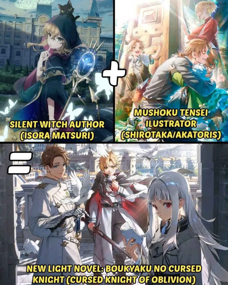 KeniVerseX's tweet photo. The Silent Witch author is collaborating with the Mushoku Tensei illustrator?! This is gonna be peak🔥🙌 https://t.co/97SY6xdQlG