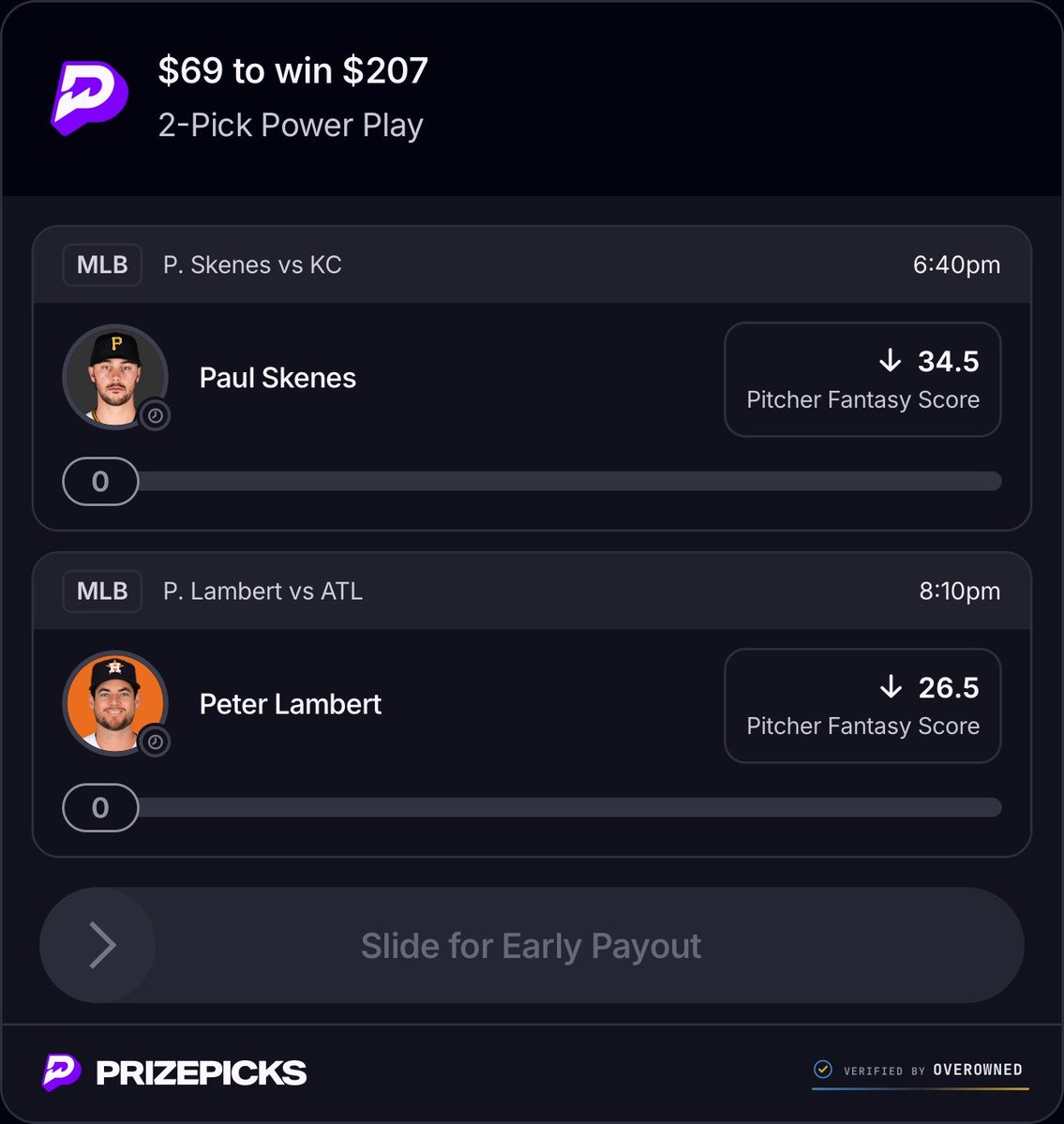 69aday69oneday's tweet photo. SPONSORED BY @OverOwnedDFS

$69 TO WIN $207 | FADING BOTH PITCHERS. LET’S CASH.

#PrizePicks #MLB #Baseball #PitcherProps #SportsBetting https://t.co/04JgAkBRuG