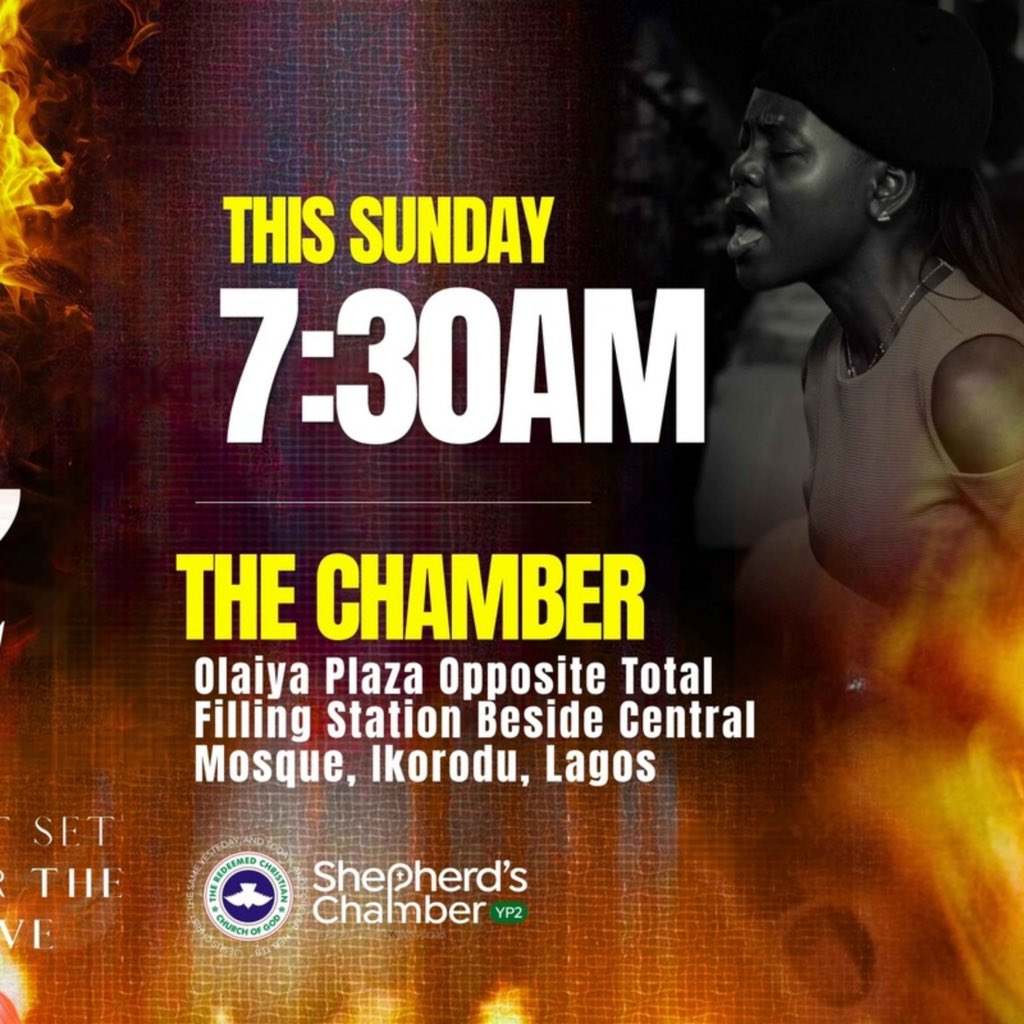 rccgtscikd's tweet photo. Join us as we pray this Sunday !
It is time to stir up yourself,
It is time to put it to work,
There is more on your inside.
Fan it to flames 🔥 🔥🔥
See you this Sunday .
7:30am.

#rccg 
#rccgtscikd 
#prayerpower https://t.co/VWbLvxmUMl