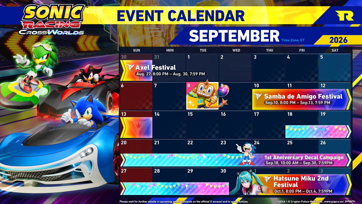 RaceCrossWorlds's tweet photo. September's turning out to be a stacked month for CrossWorlds! 🤩

The 1 Year Anniversary Login Campaign kicks off now through 9/30 7:59 PM ET, while the Hatsune Miku 2nd Festival begins on 10/1. Make sure to join in on the fun! ✨ https://t.co/gwjpG38M56