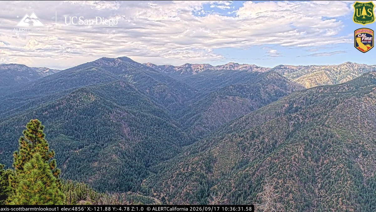 ALERTCalifornia's tweet photo. New cameras online: Scott Bar Mountain Lookout 1 &amp; 2 were recently added to ALERTCalifornia's network. They are located at the historic Scott Bar Lookout, built in 1934, in @Klamath_NF in Siskiyou County. 
See the live views: https://t.co/b5zIqwwcmX https://t.co/xTdFtTy50Z