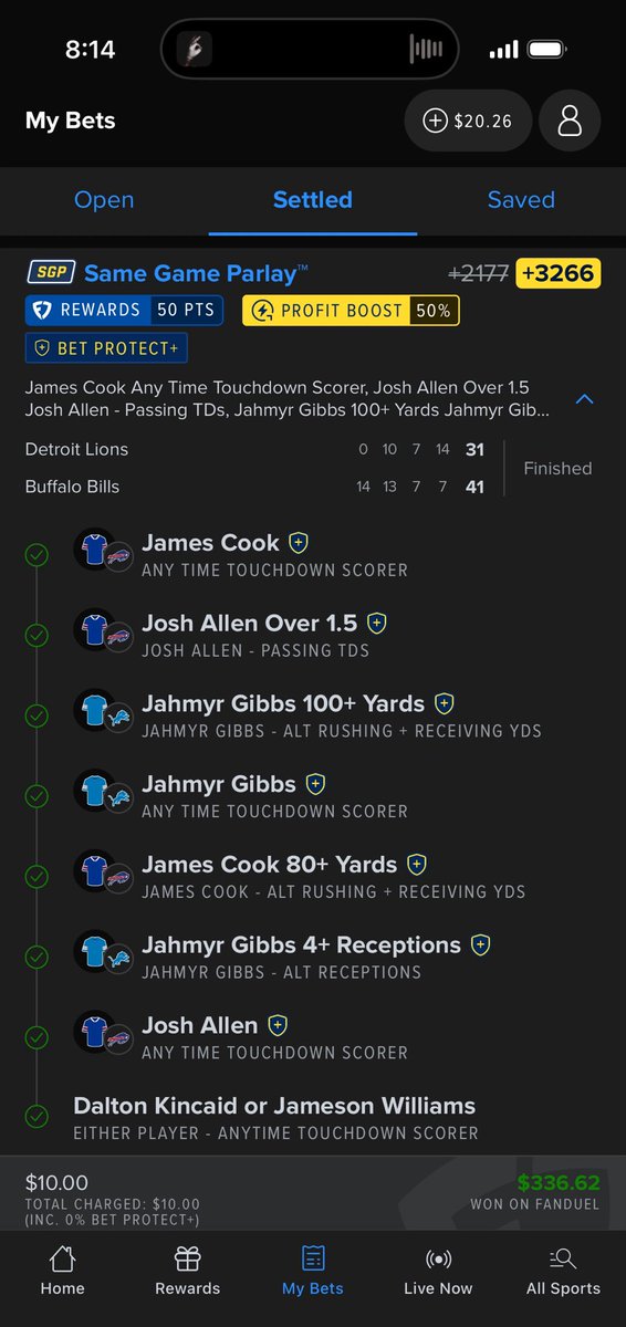 SOARSPORTS_'s tweet photo. Cashed this 8 leg NFL TNF Parlay last night🤑

#NFLPicks #NFLBet #TNFPicks #NFL https://t.co/ganO0tSP6P