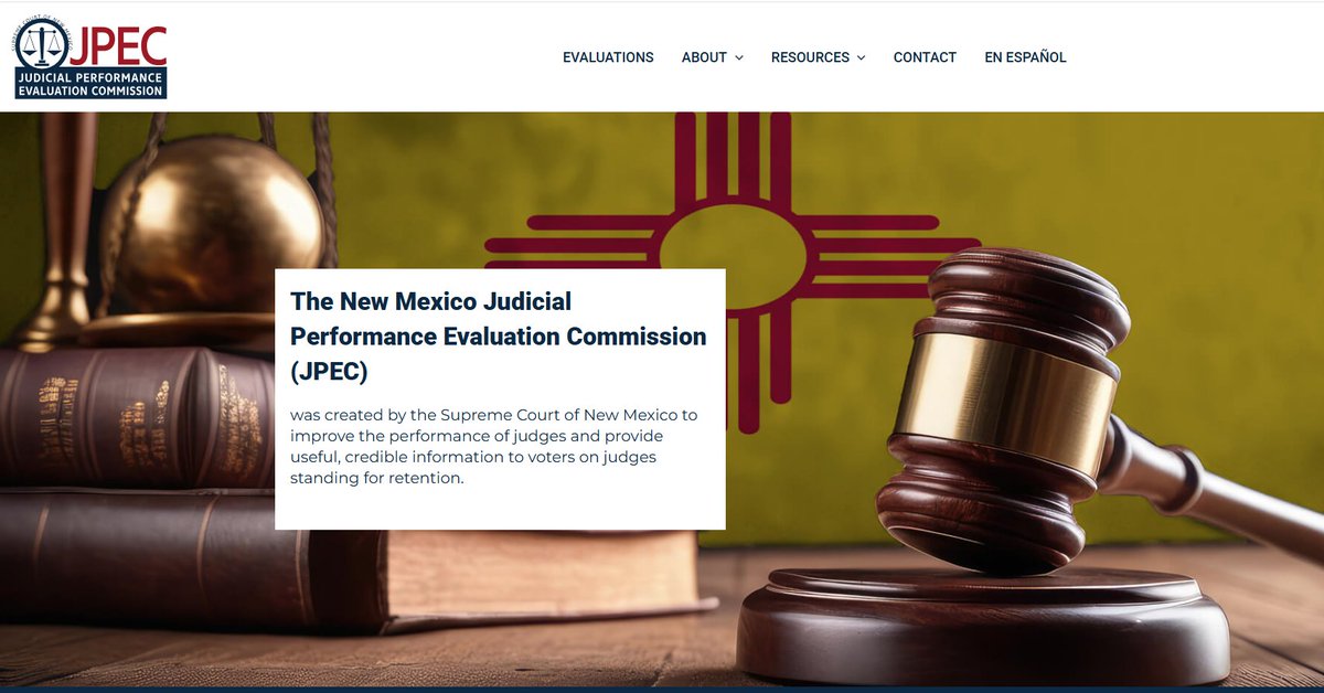 jpecnm's tweet photo. JPEC has released our recommendations to voters on 2 Supreme Court Justices, 1 Court of Appeals Judge, 30 District Court Judges and 8 Metropolitan Court Judges. Check out these evaluations and our newly redesigned website. https://t.co/wHdVGVibEn https://t.co/1vhpoC7yAm