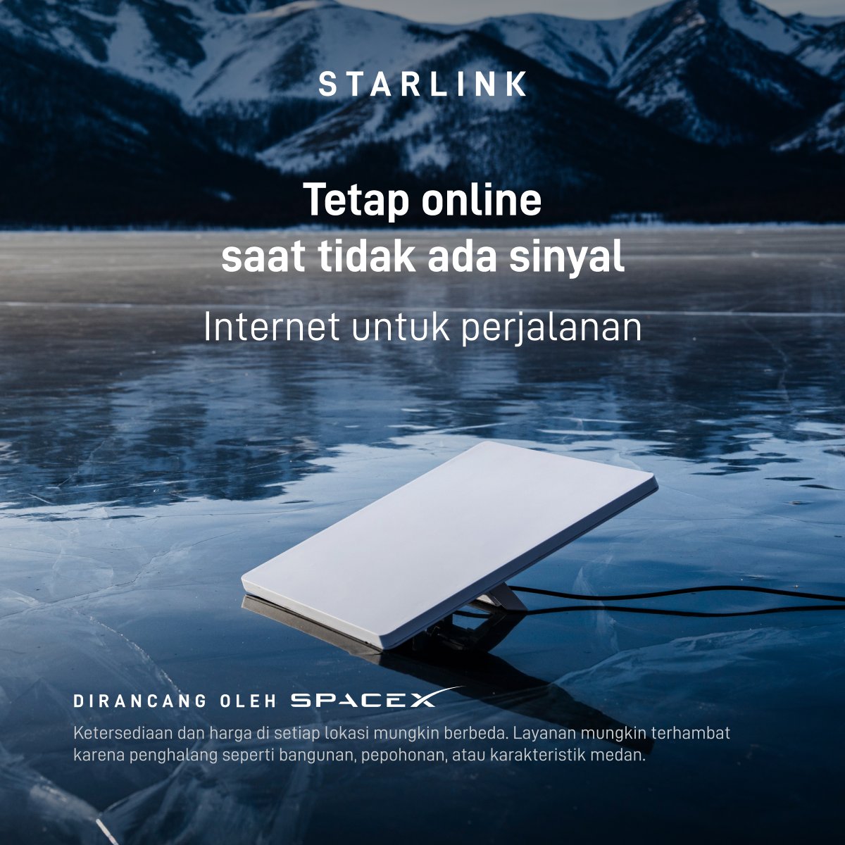 Starlink's tweet photo. Starlink menawarkan internet cepat dan andal di lokasi paling pelosok dan terpencil. Portabel dan mudah disiapkan, gunakan Starlink di mana pun Anda berada.

Pesan online dalam hitungan menit.