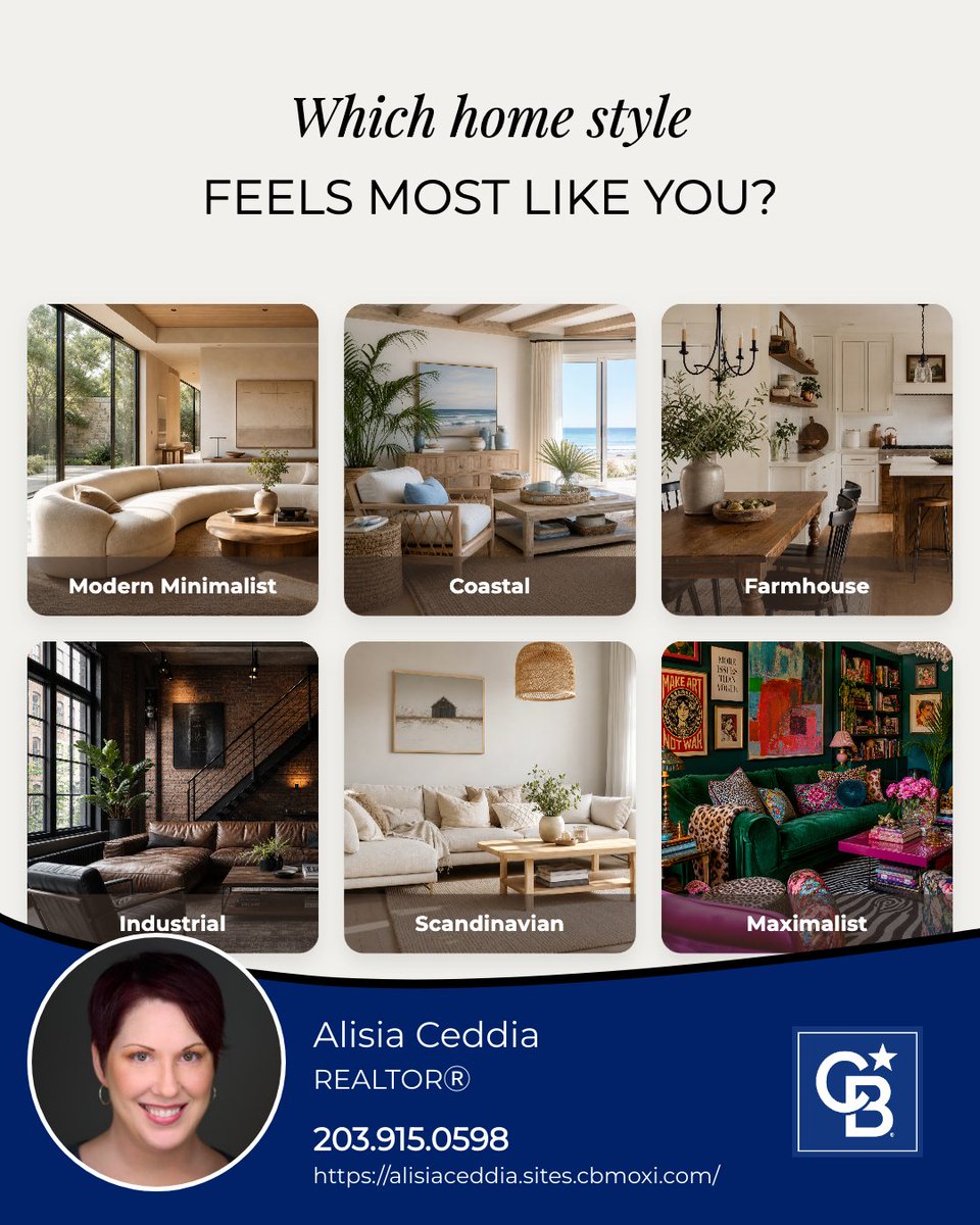 AlisiaCeddia's tweet photo. The right home is not just about square footage. It is about the feeling you want the moment you walk in. Are you drawn to Modern Minimalist, Coastal, Farmhouse, Industrial, Scandinavian, or Maximalist spaces? 

#ctrealestate #coldwellbanker https://t.co/cNDreEwNix