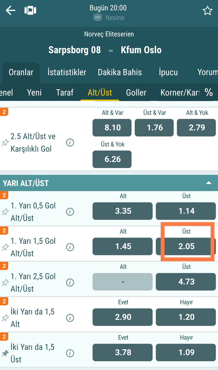 baykahin21's tweet photo. Malta kökenli bir sitede bu maçın ilk yarı 1,5 üst Korner oranı an itibariyle kapanmış durumda, şu an Türkiye'de açık. İyi değerlendirin. https://t.co/GqVWl6Vm9G