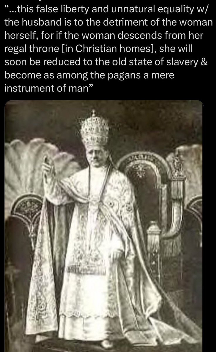 timotheeology's tweet photo. Popes Pius X, XI, and XII explicitly say--along with implicit statements by Leo XIII and Benedict XV--that women don't/can't have the same rights as men (ie first 5 popes of even the ecclesiologically troubled 20th century)

...so COMPLETE unanimity in the 2000yr Cath tradition https://t.co/JDSp1U38VK