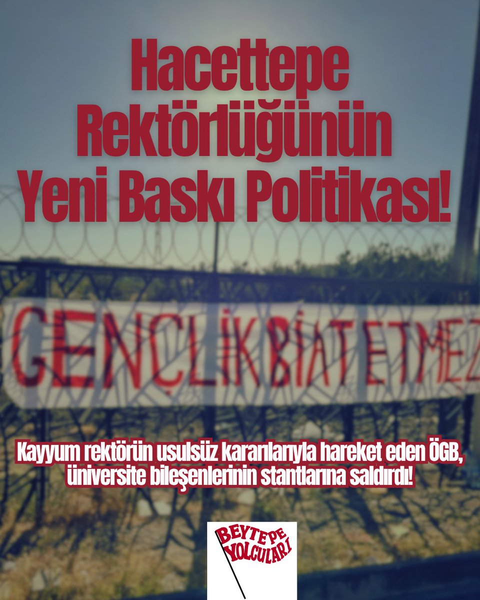 beytepeyolcusu2's tweet photo. Hacettepe -her üniversite gibi- öğrencilere, emekçilere ve onurlu akademisyenlere aittir, imtiyazlı bir avuç insana değil. Kayyum rektörün bu hakikati çiğnemeye çalışması özerk demokratik üniversite mücadelemizi engelleyemez!⭐️
#hacettepe #hacettepeayakta https://t.co/pAkSSdARVu