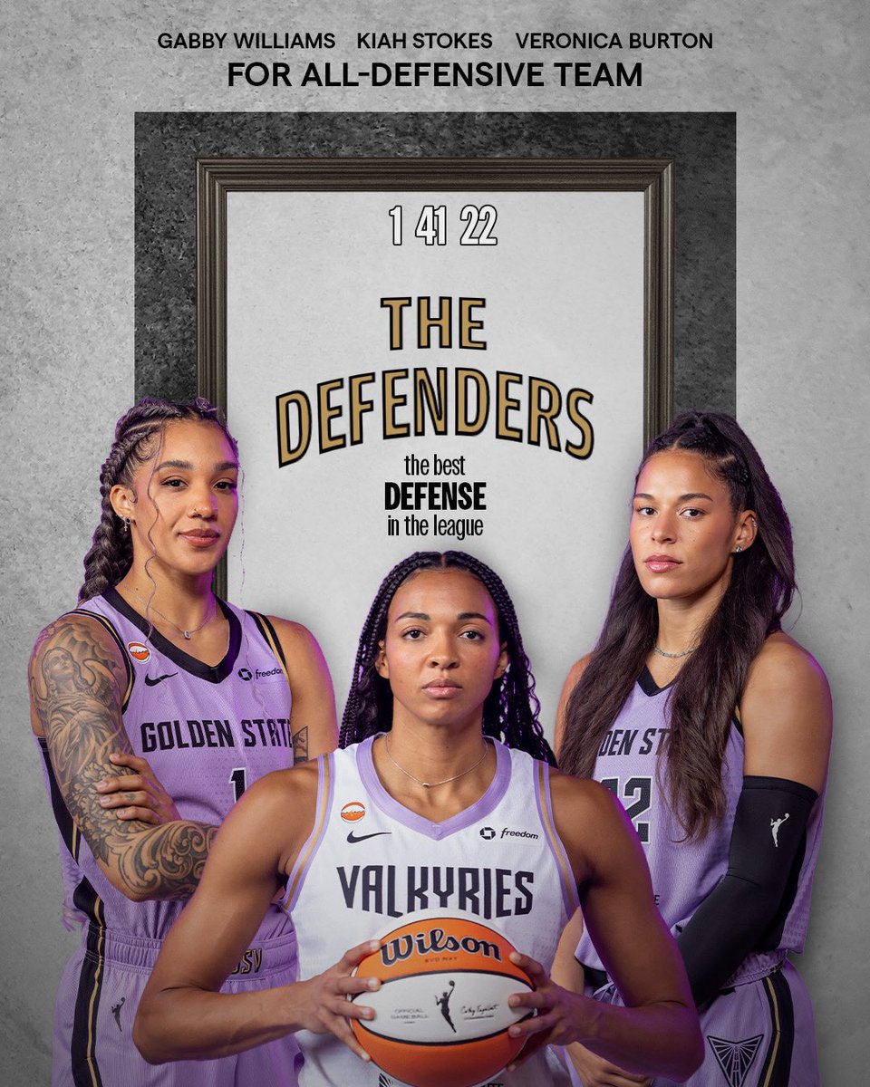valkyries's tweet photo. Showin’ the world just what we’ve got. 🔒

For your consideration, Gabby WIlliams, Kiah Stokes and Veronica Burton for @WNBA All-Defensive Team. https://t.co/JR7R6QF4RM
