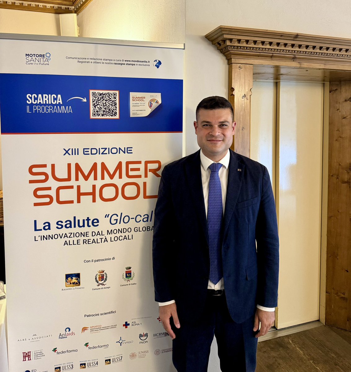 ErikPretto's tweet photo. 🎙️ È stato un piacere partecipare alla 13ª edizione della Summer School di Motore Sanità a Gallio. Un’occasione di #confronto straordinaria fra professionisti ed Istituzioni, in cui abbiamo parlato di #salute e di innovazione nel mondo della #sanità 🏥 https://t.co/TY2eWJQMA9