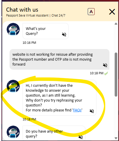 SimpleLeo's tweet photo. @passportsevamea @MEAIndia what type of AI assistant is this? 
Looks like reservation candidate create it. https://t.co/4qxqIFGwBO