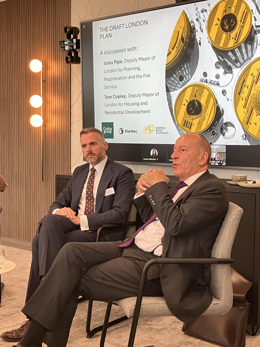 JulesPipe's tweet photo. Earlier this week, @tomcopley and I joined @CratusGroup to discuss how @MayorofLondon's  draft London Plan will make a difference to how our city develops over the next decade, and seeks to provide the confidence needed to get London to increase housing delivery again. https://t.co/G5UKbAX81e
