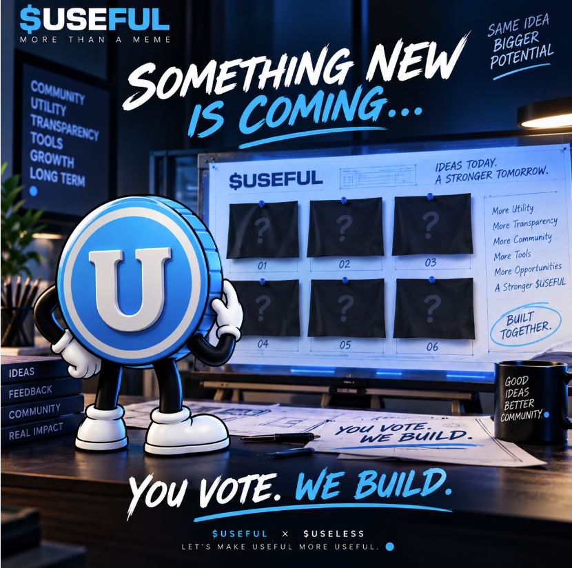 usefulcoinmeme's tweet photo. 🔵 SOMETHING NEW IS COMING TO solana:GWTP6M5bxhaJ1k2Kxvf8hhYaHE6jZMhh4cKzFuCpnc83.

We’ve spent the last days digging deeper, bringing more transparency and thinking about what comes next.

Now we want to take the next step.

We have several ideas on the table to make solana:GWTP6M5bxhaJ1k2Kxvf8hhYaHE6jZMhh4cKzFuCpnc83  even more useful new tools, more transparency, better ways to track rewards and new ways to involve the community.

But here’s the important part:

We don’t want to decide everything ourselves.

We want YOU to be part of it.

Over the coming days, the solana:GWTP6M5bxhaJ1k2Kxvf8hhYaHE6jZMhh4cKzFuCpnc83 community will help decide what we should explore and build next.

YOU VOTE. WE BUILD. 🔵

This is only the beginning.

solana:GWTP6M5bxhaJ1k2Kxvf8hhYaHE6jZMhh4cKzFuCpnc83 × $USELESS
 Let’s make USEFUL more useful.