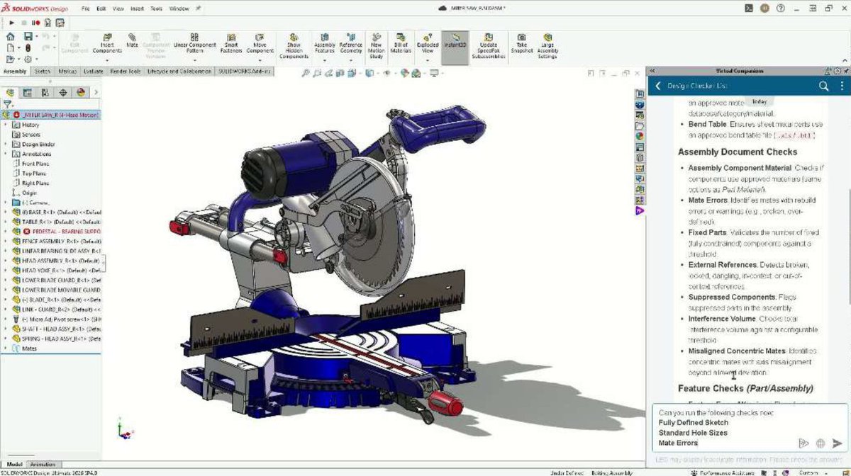 SOLIDWORKS's tweet photo. Learn more about the updates with the latest release, which includes a new Prompt Library showcasing all the AI capabilities, learning resources, and more; in addition to the ability to automatically arrange flat patterns, automatic explode views, and much more. https://t.co/x9sejE9yGb