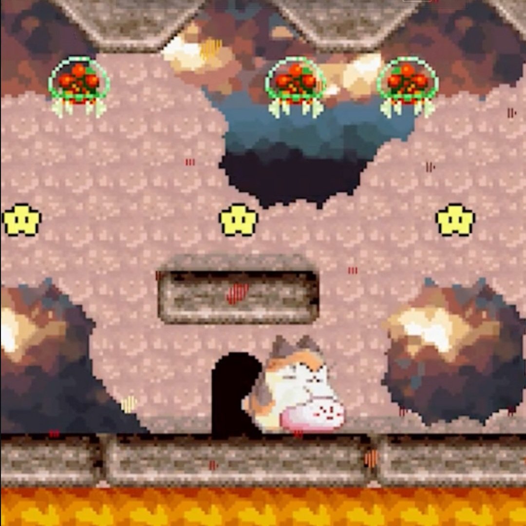 GroovyMothLegs's tweet photo. It will always be amazing to me how Kirby and Metroid take place in the same universe because Samus and Metroids made a canon appearance on Planet Popstar in Dreamland 3 https://t.co/IC8MqVrQ5a
