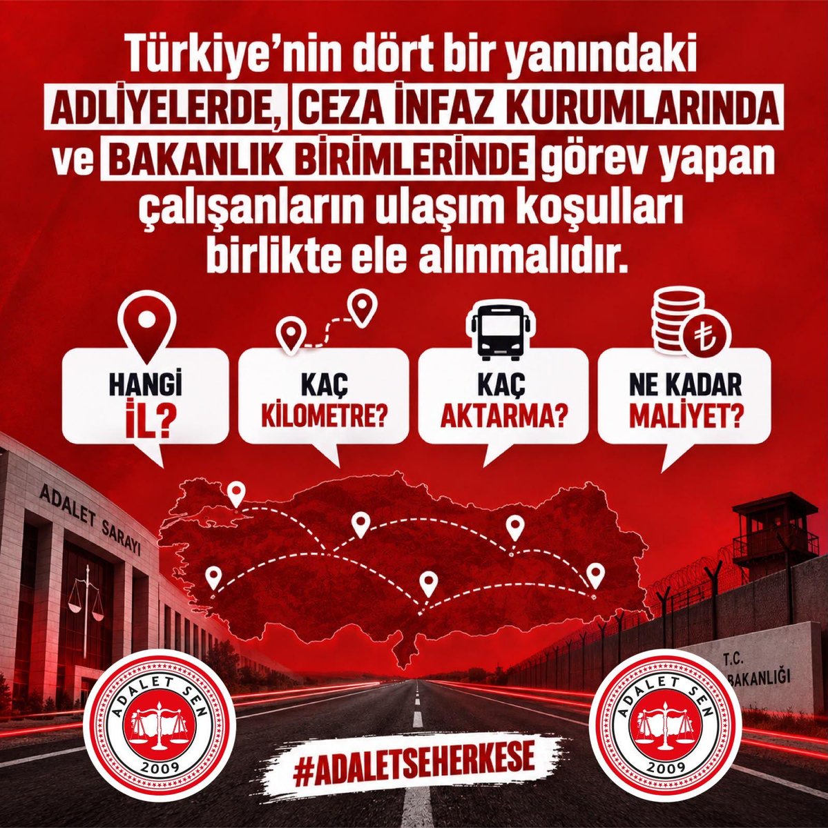 niyaz_dulger's tweet photo. Adalet hizmetinin yükünü omuzlayan tüm çalışma arkadaşlarımızın ulaşım giderleri, görev yaptıkları şehre bakılmaksızın dikkate alınmalıdır.

Ulaşım yardımının 81 ilde görev yapan adalet çalışanlarını kapsayacak şekilde yeniden düzenlenmesi mümkündür.

Şehirlerin ulaşım maliyetleri farklılık gösterebilir; destek tutarları da buna göre belirlenebilir. #AdaletseHerkese  

@adaletsendikasi @kaskkonf