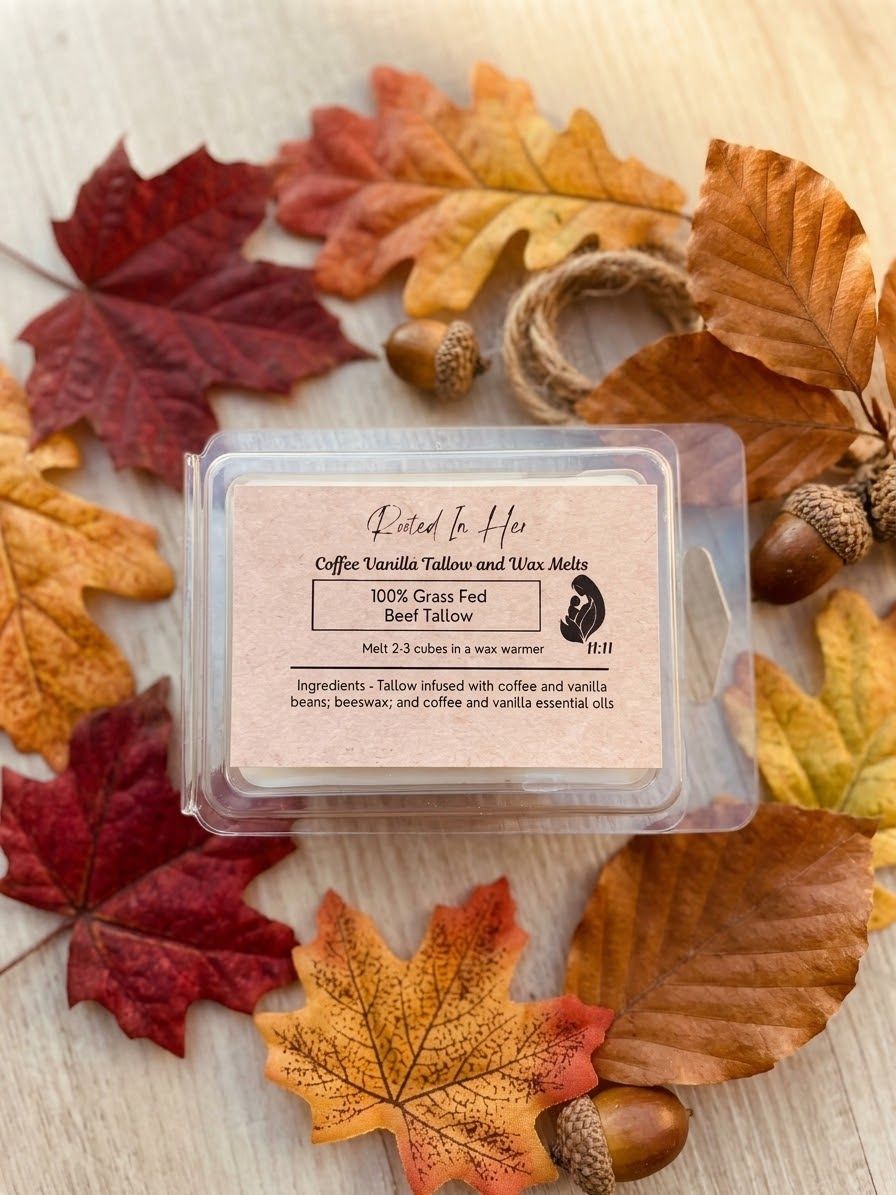 RootedInHer1111's tweet photo. NEW Product alert! Tallow and Beeswax scented melts. Pumpkin Spice and Coffee Vanilla are the first two scents we are debuting on our Etsy Shop today! Watch for these to drop later today! 😍 https://t.co/AukyDlxyEL