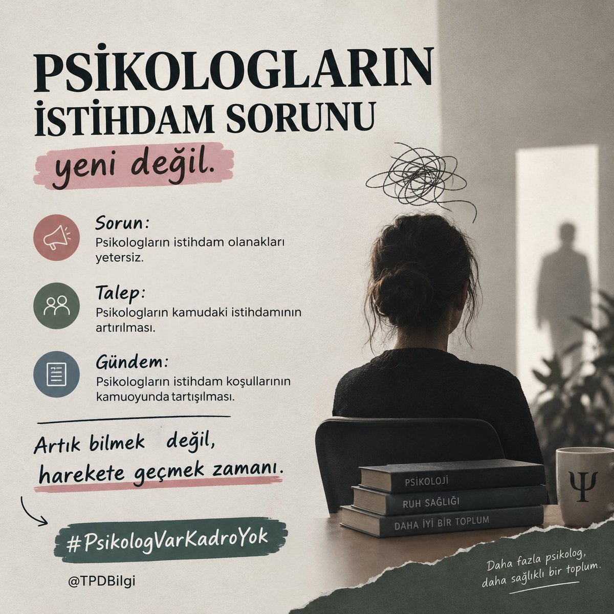 Hilalna76525007's tweet photo. Binlerce psikolog mesleğini yapabileceği kadroları bekliyor.
Bu sorun kendi kendine çözülmeyecek.
@TPDBilgi, artık harekete geçin ve psikologların istihdamı için mücadele edin.
#PsikologVarKadroYok https://t.co/0CCmRnNeGw