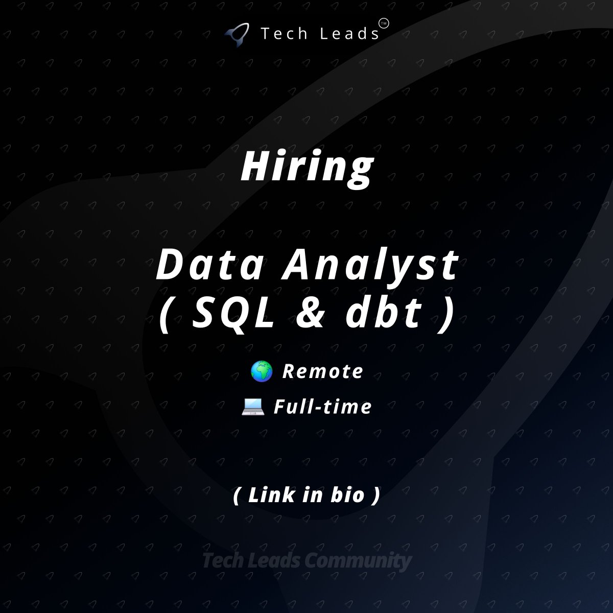 tleadscommunity's tweet photo. Hiring Data Analyst - SQL & dbt (Remote)

A global, fully remote SaaS group operating 25 software brands with 380+ colleagues across 50+ countries.

👤 Data Analyst (Remote, EMEA)

Build and maintain dbt models, analyze SaaS metrics, resolve data issues and support acquisition due diligence. 3+ years in hands-on SQL data roles, production dbt experience, data modeling, version control and AI tools required. Fluent English and Central EU hours required.

🚀 Apply: Link in bio

Lead Id: 17892